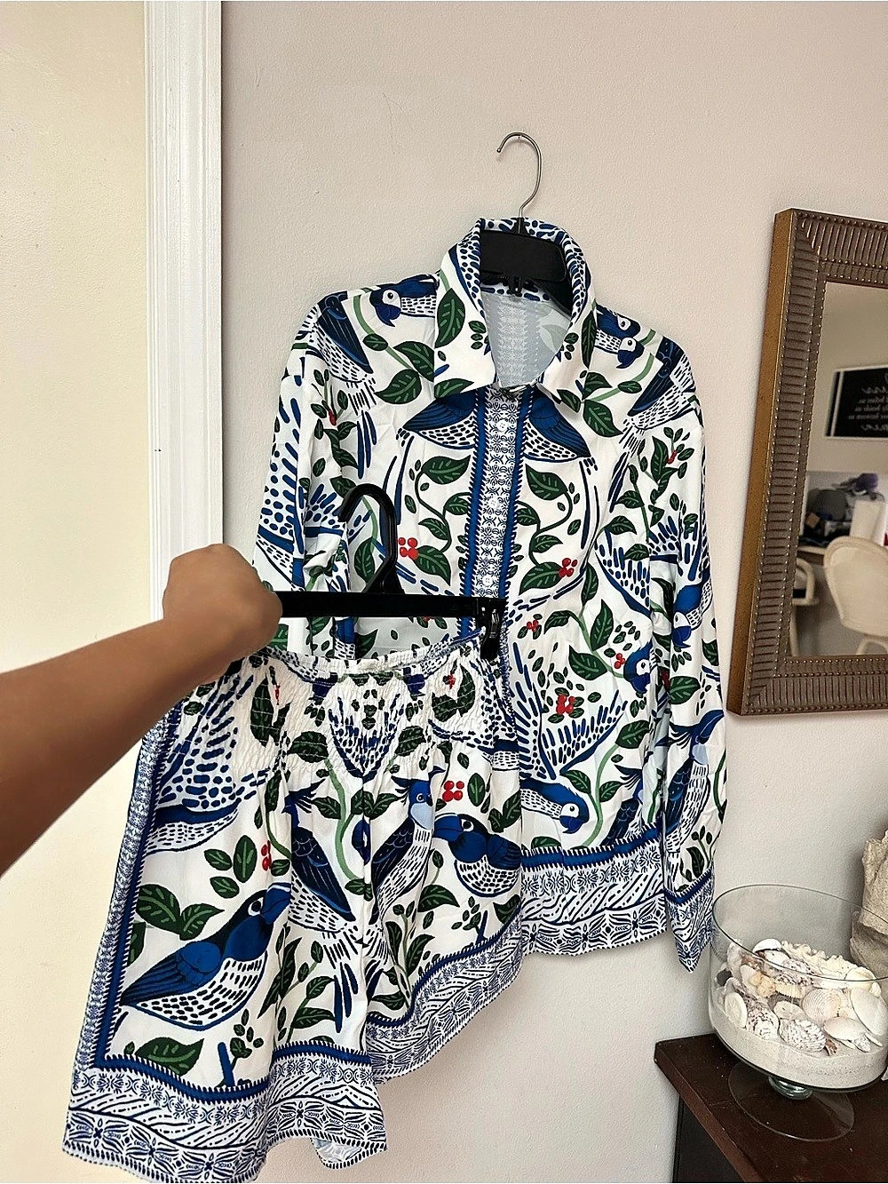 Beautiful Bird & Botanical Print Two-Piece Set 🌿💙